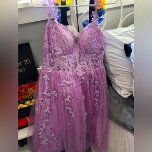 Lavender Lace Rhinestone dress & spaghetti straps